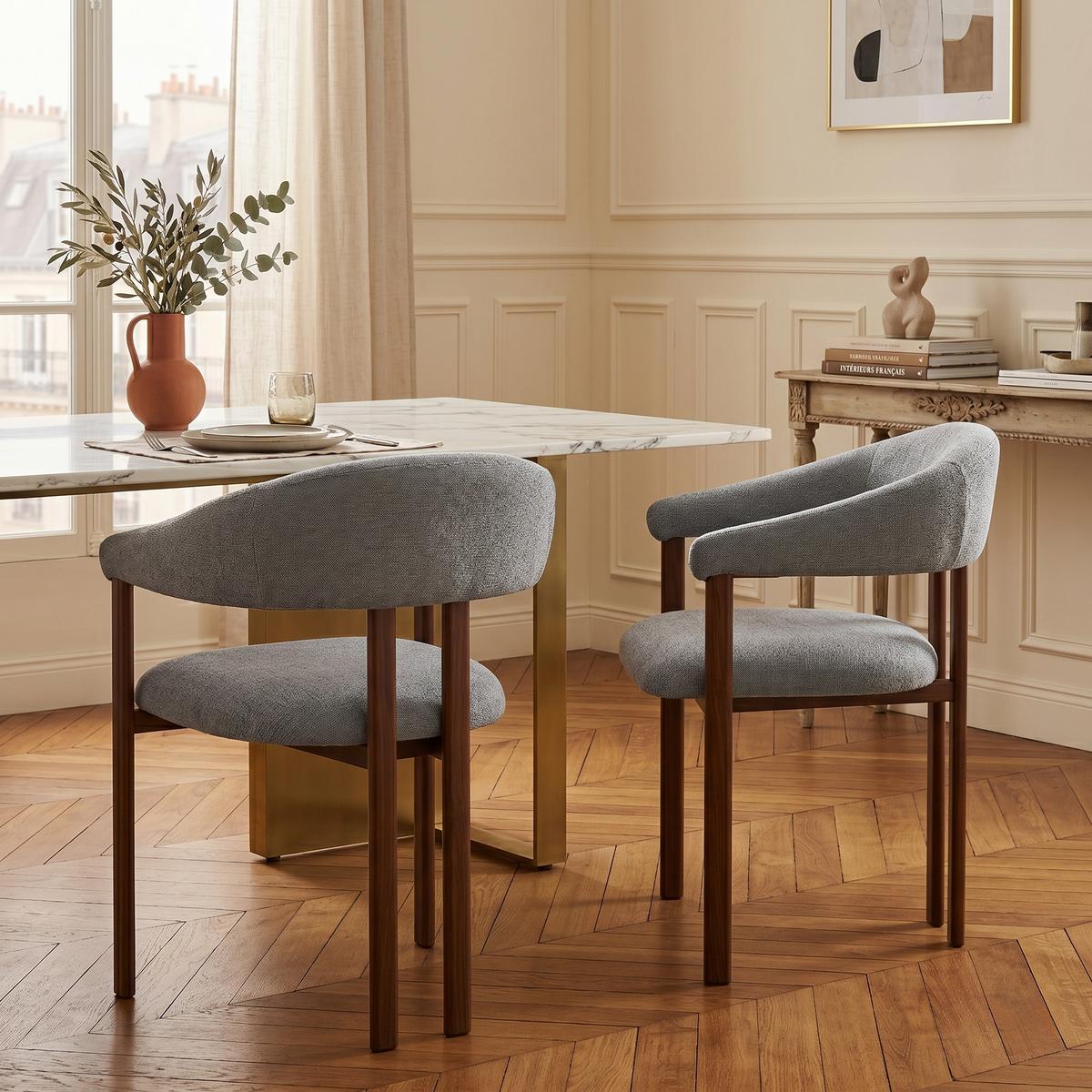 ESSZIMMERSTUHL 2ER-SET aus Stoff mit Metallbeinen, ergonomisch gepolstert im Fass-Design - Grau, Textil (60/80.5/57.5cm) - Urban Meuble