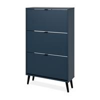 SCHUHSCHRANK blau 70 x 125 cm, Schuhkipper mit 3 Klappen - Blau/Schwarz, Holz/Holzwerkstoff (70/125/24cm) - Furn.Design