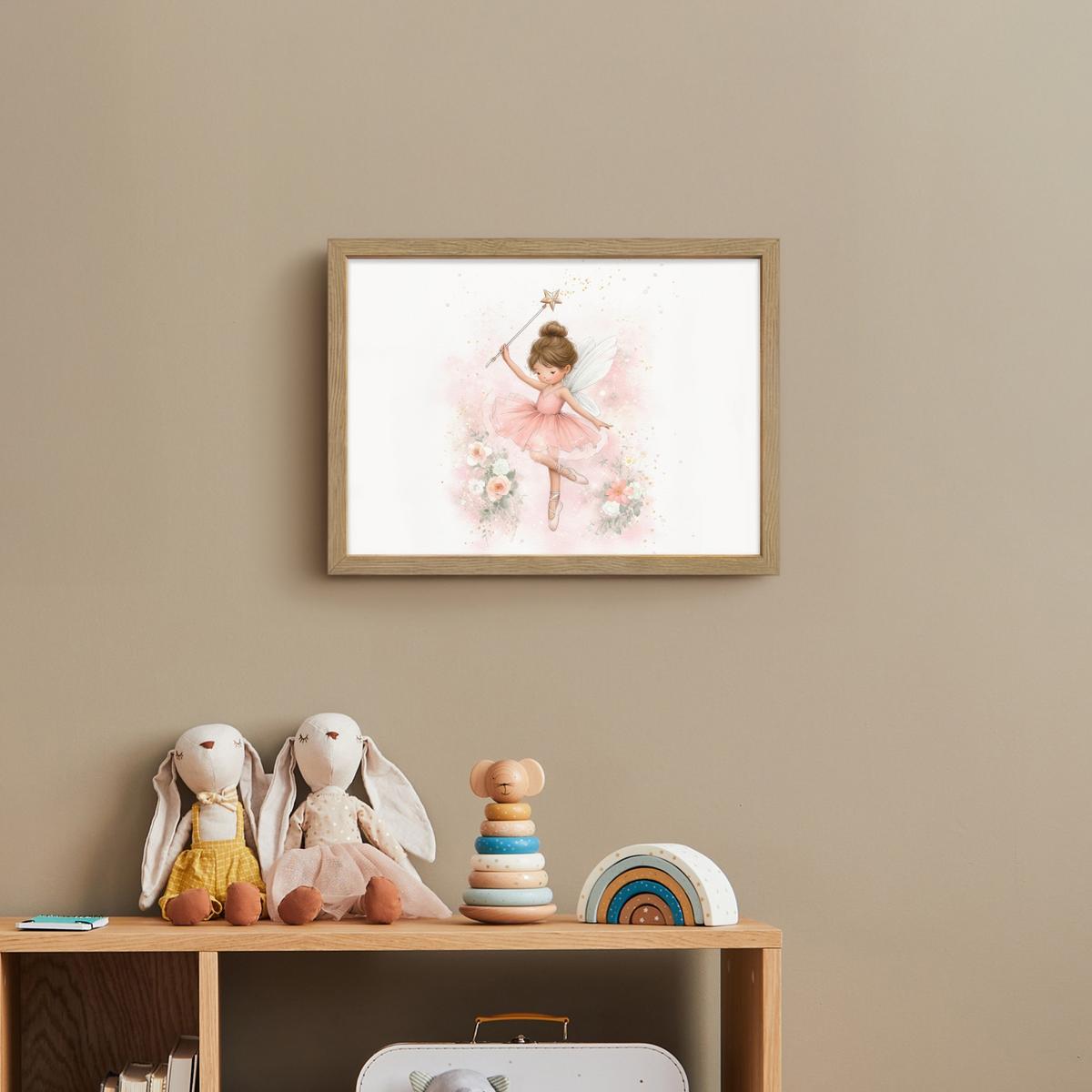 NACHTTISCHLAMPE MIT AKKU Ballerina - Fee - Blumen - Rosa 40x30 cm - Rosa, Holzwerkstoff (8/40/30cm) - OnlyWow