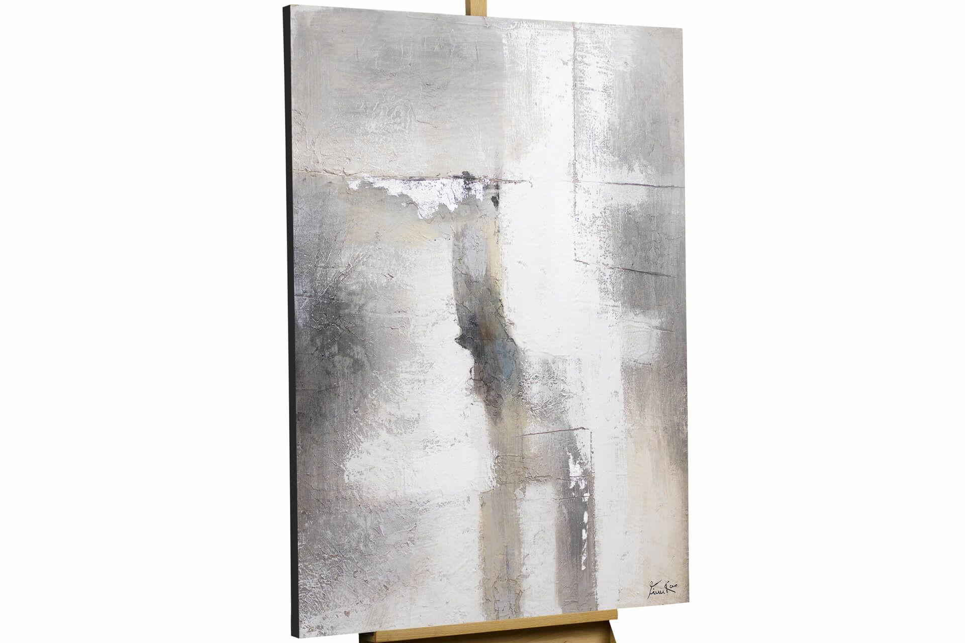 ACRYLBILD HANDGEMALT 90/60 cm - Beige/Grau, Holz/Textil (90/60cm) - KUNSTLOFT