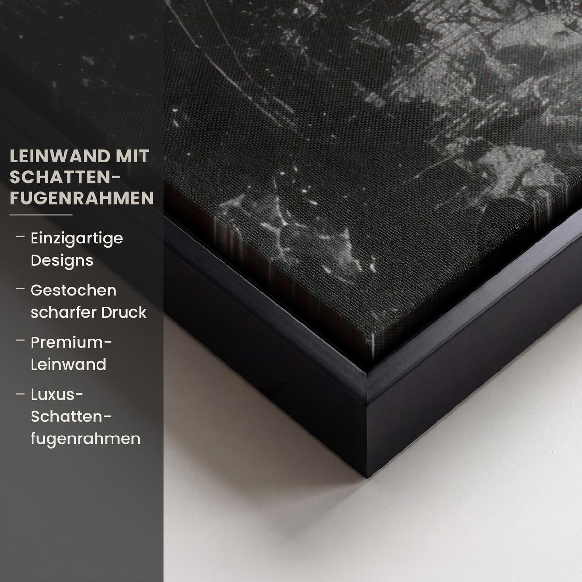 LEINWAND Bilder mit Rahmen - Gesicht - Mund - Graffiti - Schwarz - 80x60 - Schwarz, Textil (80/60cm) - MuchoWow