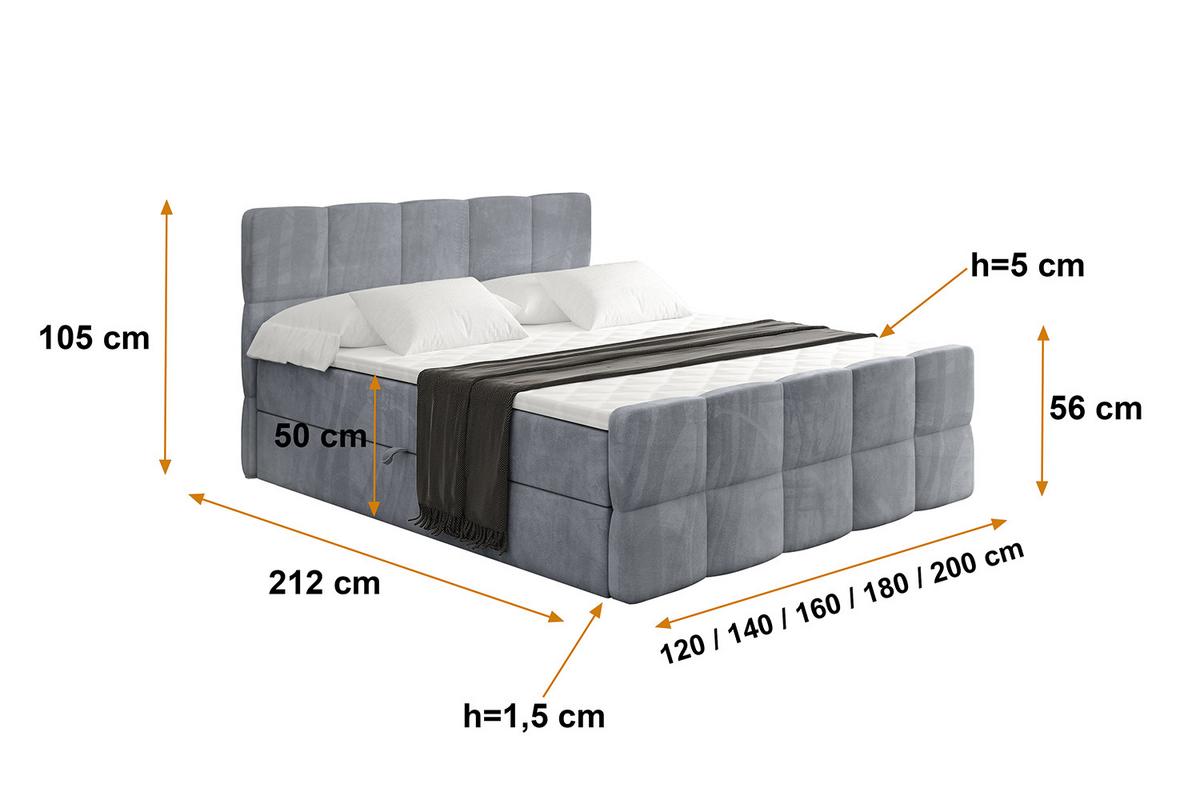 BOXBETT mit Matratze H4 und Lattenrost - LIRO-Z - 140x200 - Grau Casablanca - Grau, Holzwerkstoff (140/200cm) - ALTDECOR