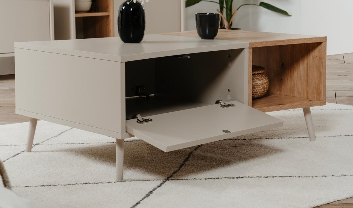 COUCHTISCH Kaschmir, Eiche Artisan 94 x 60 cm, Wohnzimmertisch mit Stauraum - Kaschmir/Eiche Artisan, Holzwerkstoff (60/94/40cm) - Furn.Design