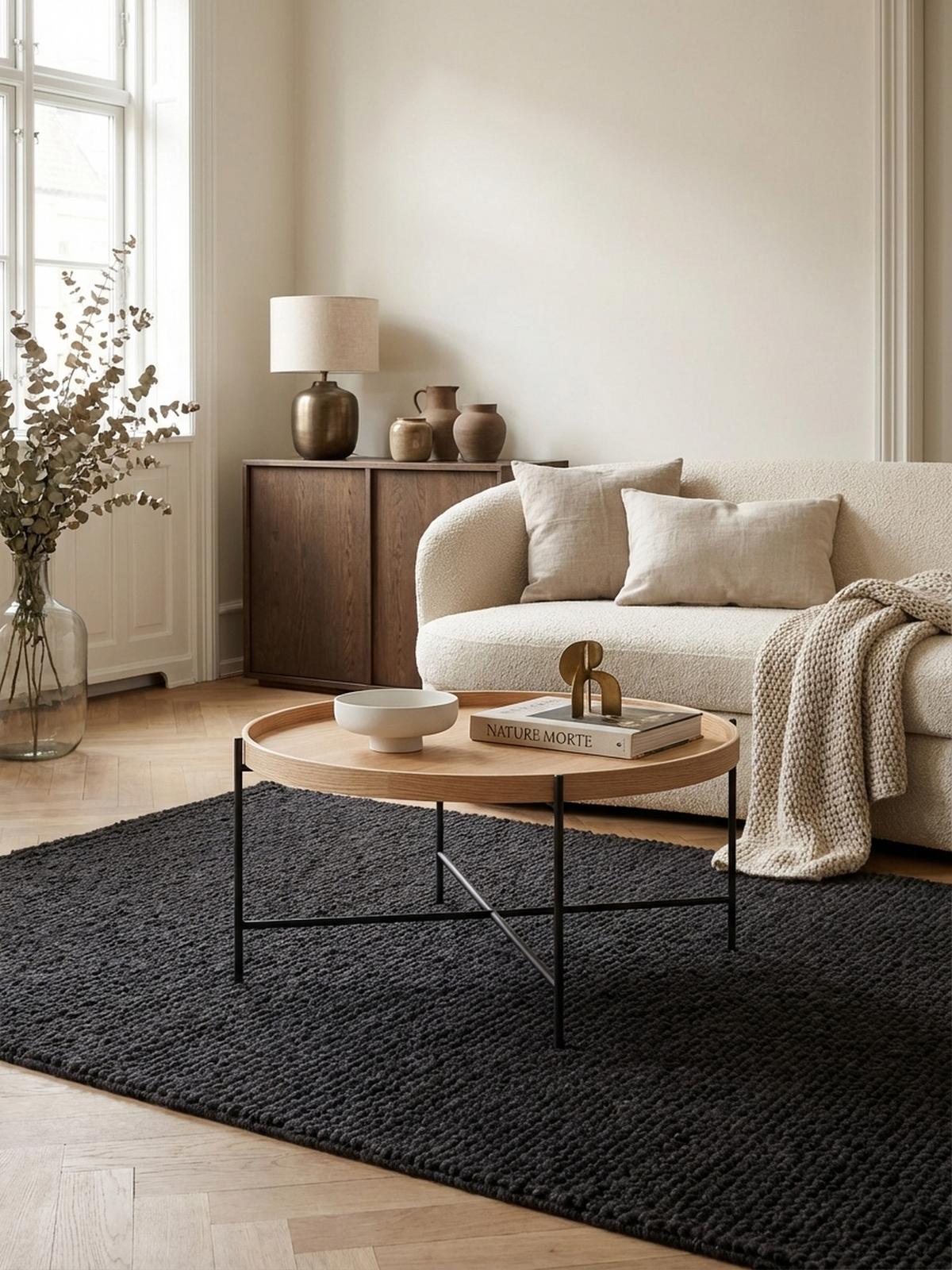 COUCHTISCH Eichenholz Furnier mit stabilem Metallgestell, Modernes zeitloses Design - Schwarz/Braun, Holz/Metall (78/78/40cm) - KADIMA DESIGN