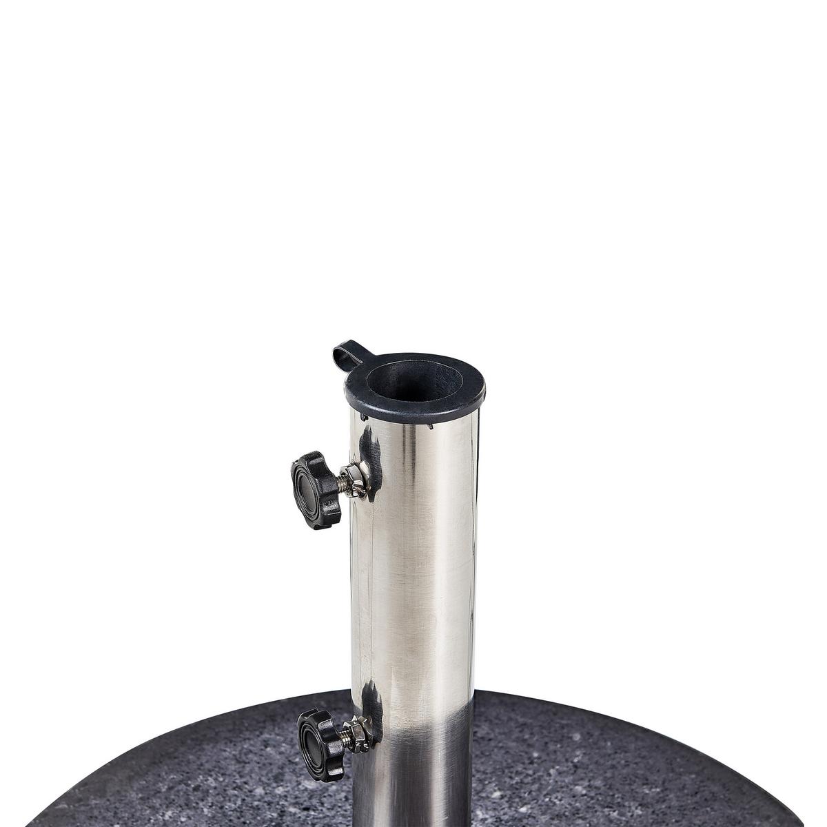 SONNENSCHIRMSTÄNDER Granit/Edelstahl schwarz 45 cm Ceggia - Silberfarben/Schwarz, Stein (45/45cm) - Beliani