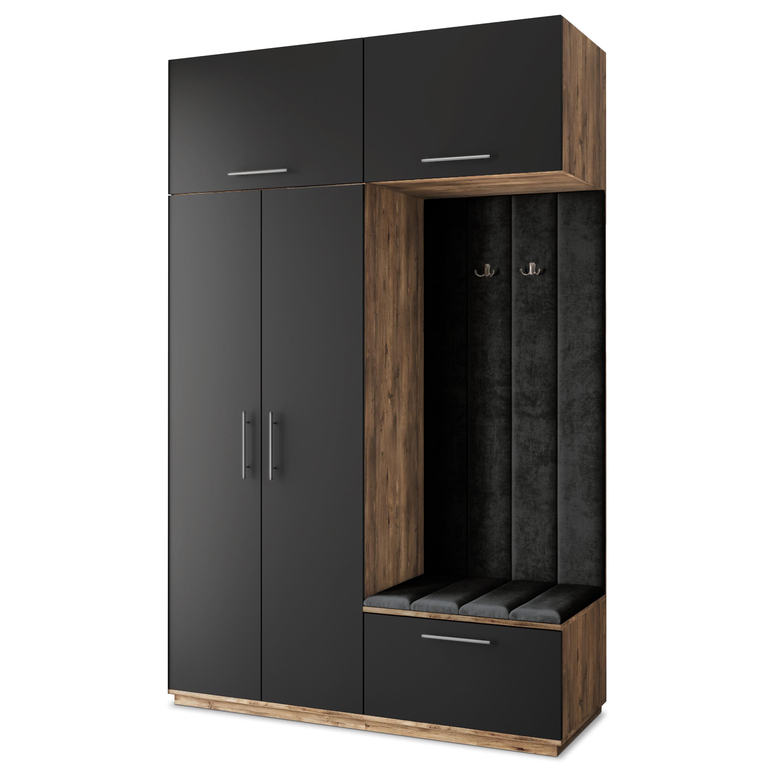 GARDEROBENSCHRANK REMA 150/240/60 cm Modern Eichefarben - Eichefarben/Schwarz, Holzwerkstoff (150/240/60cm) - MASSENO