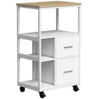 KÜCHENWAGEN Spanplatte Stahl Weiß - Weiß, Holzwerkstoff (37/89/53cm) - HOMCOM