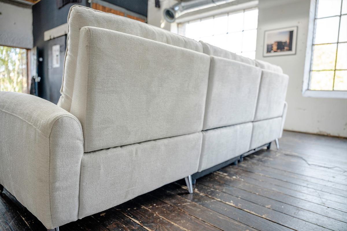ECKSOFA ADRIANA Hellgrau Flachgewebe Relaxfunktion - Hellgrau/Schwarz, Textil/Metall (280/163cm) - KAWOLA