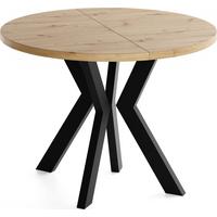 ESSTISCH Savio rund ausziehbar verlängerbar, Eiche Artisan Hellbraun 80-130/80/77 cm - Schwarz/Eiche Artisan, Holz/Holzwerkstoff (80/130/77cm) - WFL GROUP