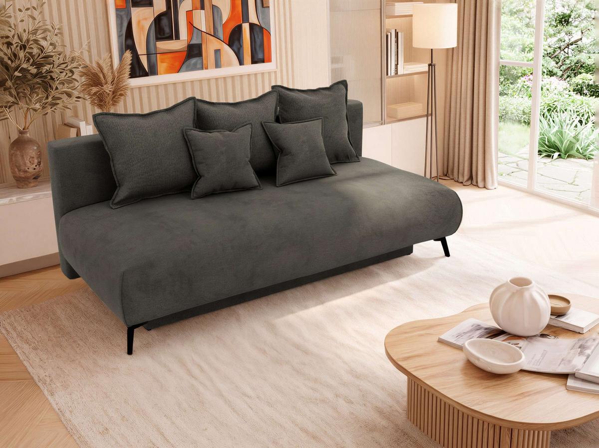 3-SITZER SOFA VIRENO - Dunkelgrau Velvet - Dunkelgrau/Schwarz, Textil/Metall (197/95/102cm) - MKS