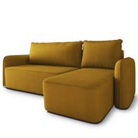ECKSOFA DOLVER Gelb Plüsch-Stoff mit Schlaffunktion - Gelb, Holz (238/156cm) - MASSENO
