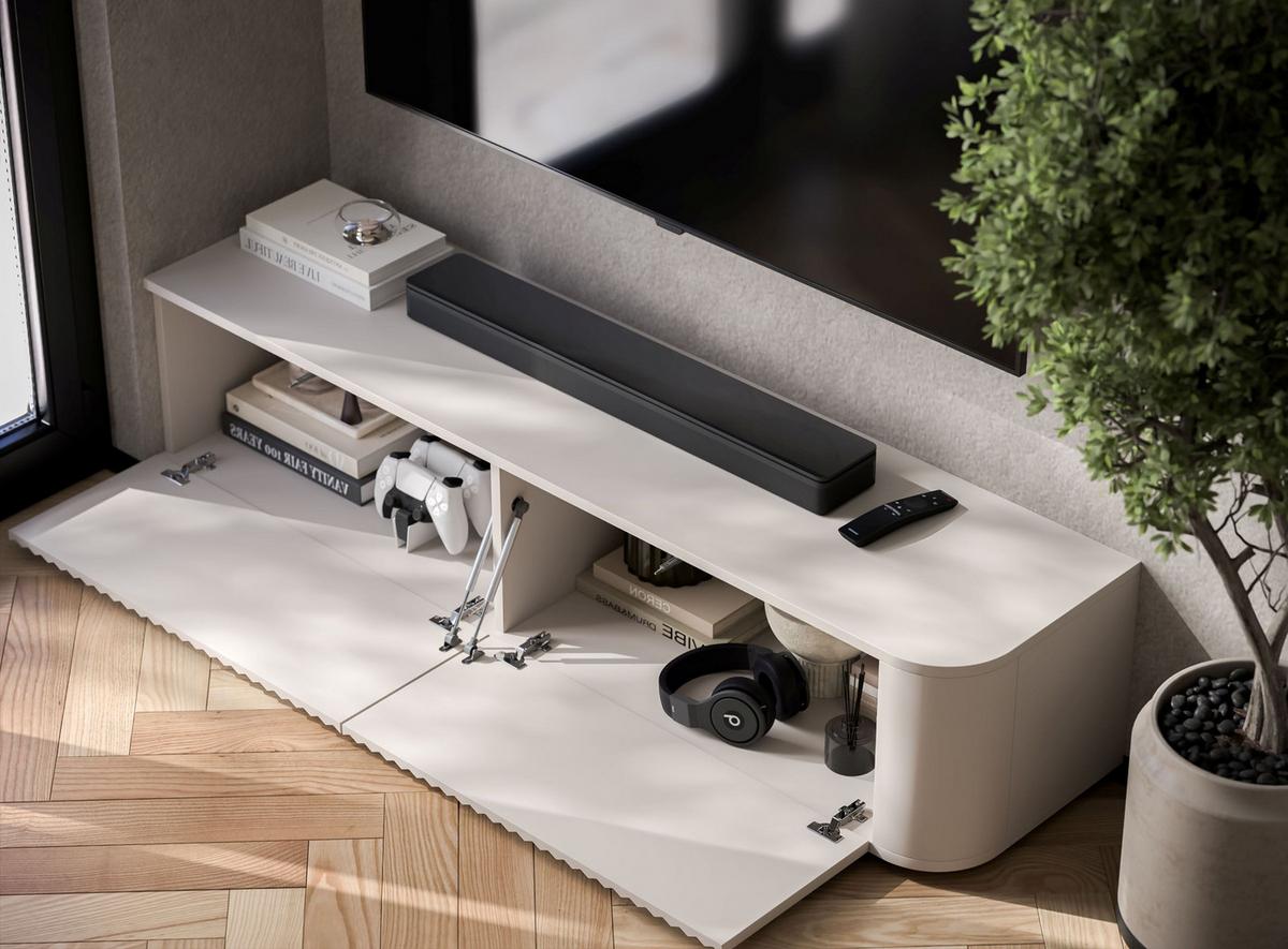 TV-LOWBOARD Aurora Kaschmir matt 140 cm mit niedrigen Füßen - Kaschmir, Holzwerkstoff (140/31/35cm) - Meble Lindner