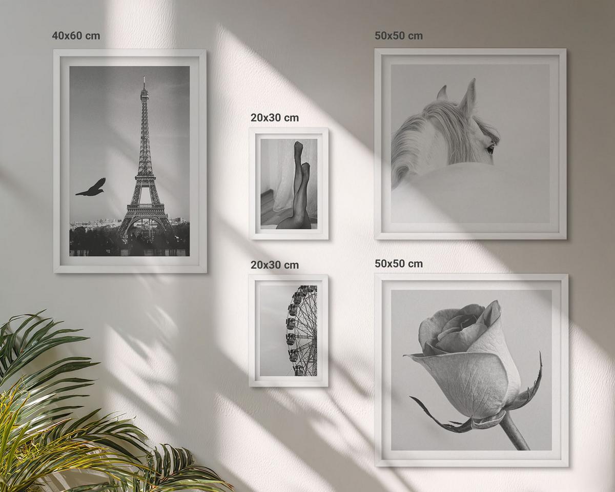 BILDER SET 5er Set - 50x50 cm & 20x30 cm & 40x60 cm Weißer Rahmen - Abstrakte warme Muster - Weiß, Kunststoff (40/60cm) - TULUP