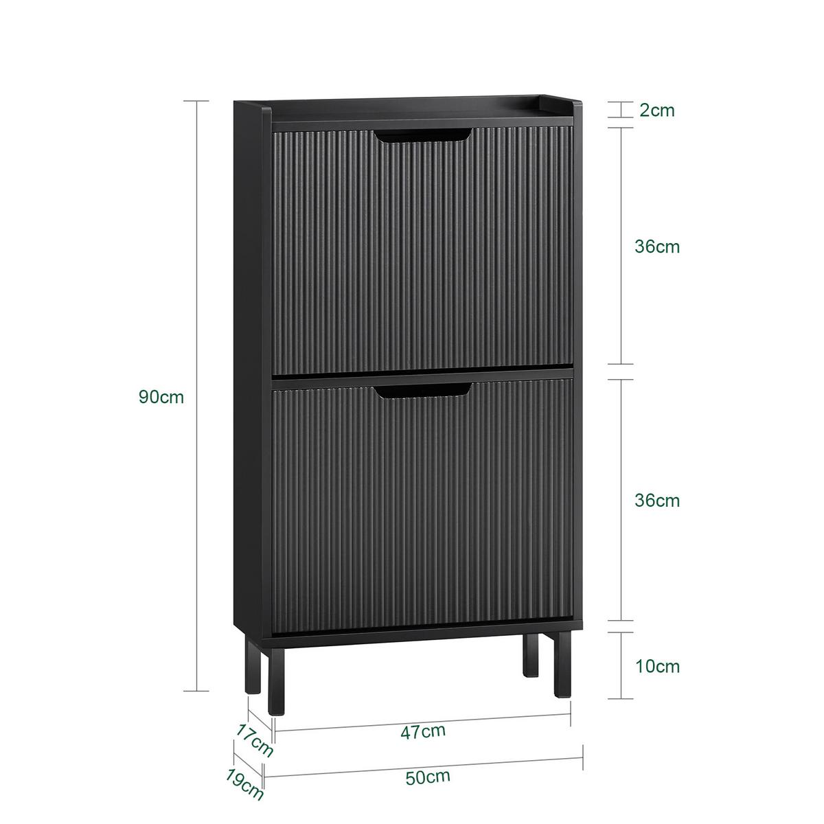 SCHUHSCHRANK Schwarz - Schwarz, Holzwerkstoff/Metall (50/90/19cm) - SoBuy