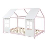 HAUSBETT Tostedt - Rosa/Weiß, Holz/Holzwerkstoff (120/200cm) - [en.casa]