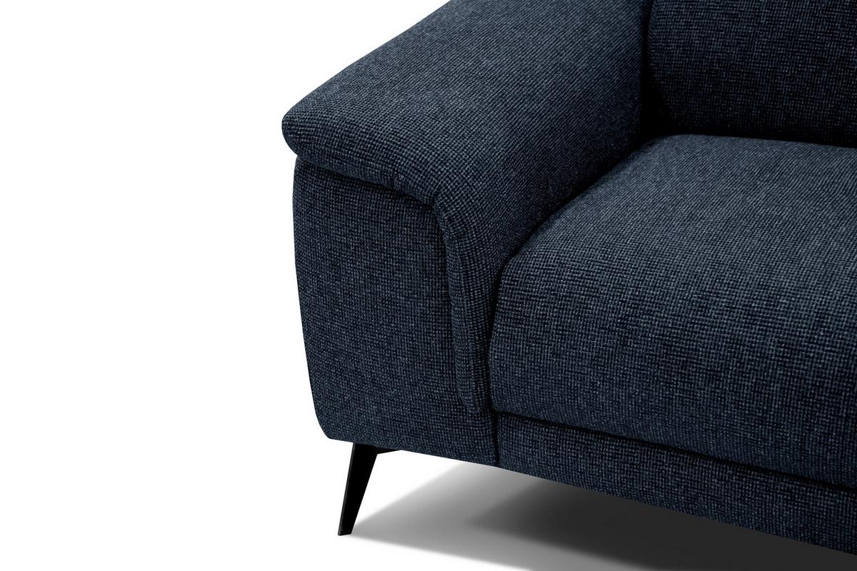 RELAXSOFA FIERO 3-Sitzer mit 1 Relaxfunktion, dunkelblau - Schwarz/Dunkelblau, Holzwerkstoff/Textil (212/82/103cm) - Wozimo