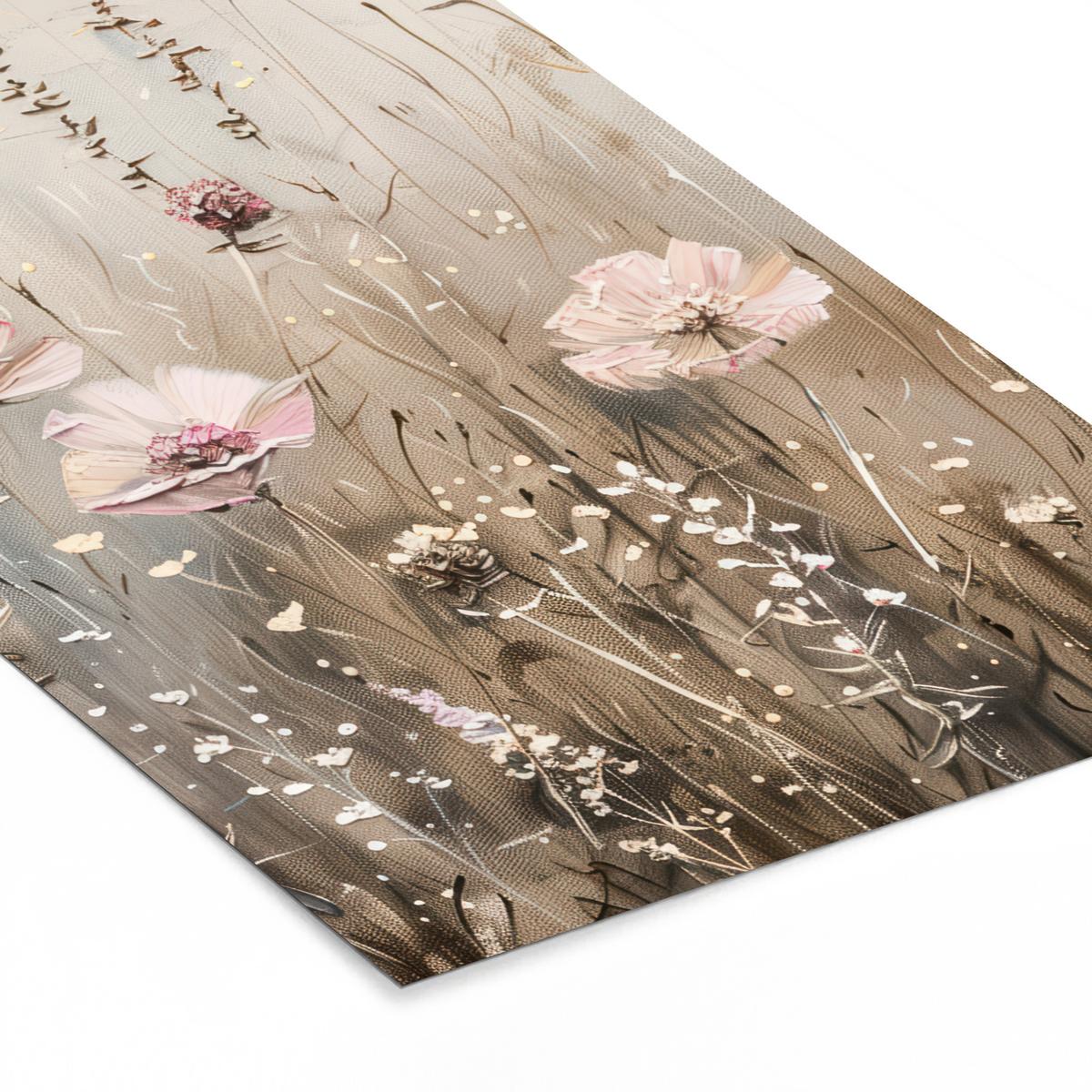 POSTER MIT RAHMEN Blumen - Rosa - Modern - Beige 60x90 cm - Beige, Papier (60/90cm) - MuchoWow