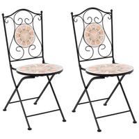 GARTENSTUHL 2er Set klappbar Metall Bunt Settala - Beige/Multicolor, Metall (40/90/44cm) - Beliani
