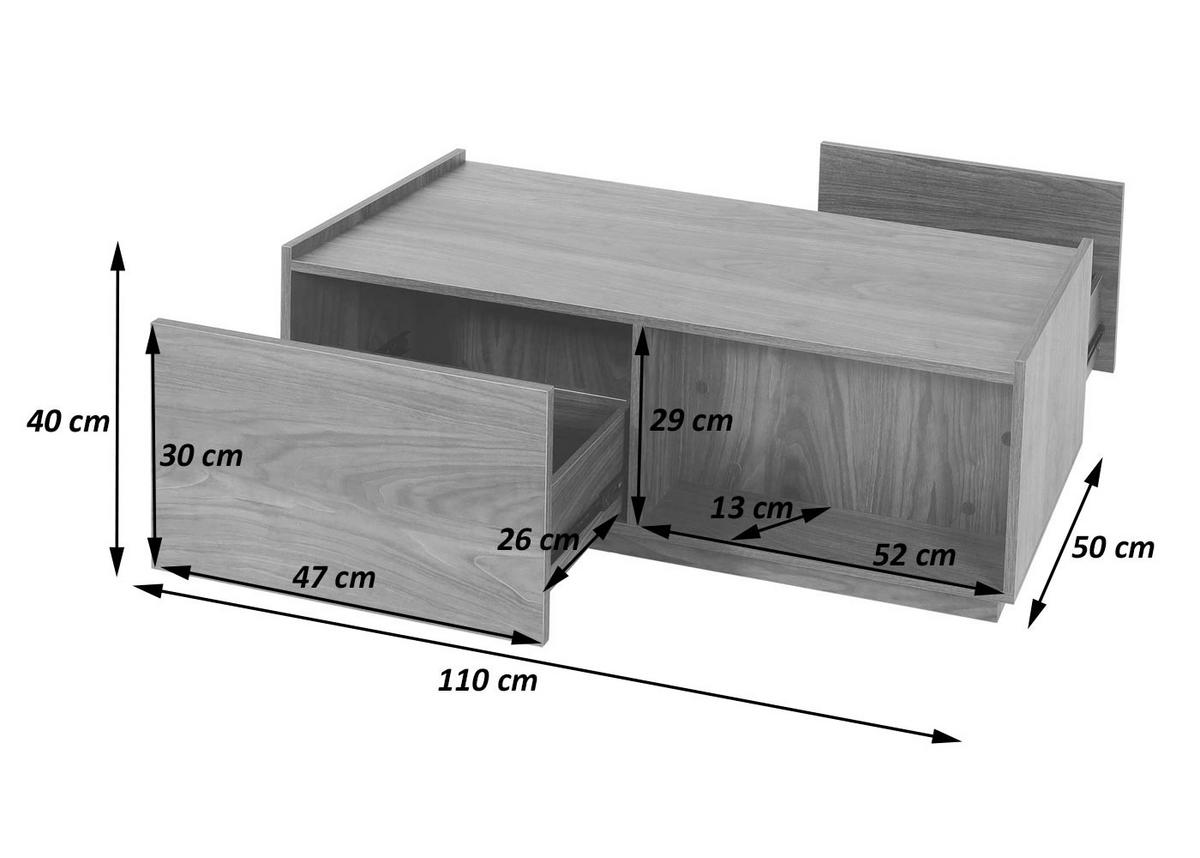 COUCHTISCH rechteck Eiche Dekor - Eichefarben, Holz (50/110/40cm) - MCW