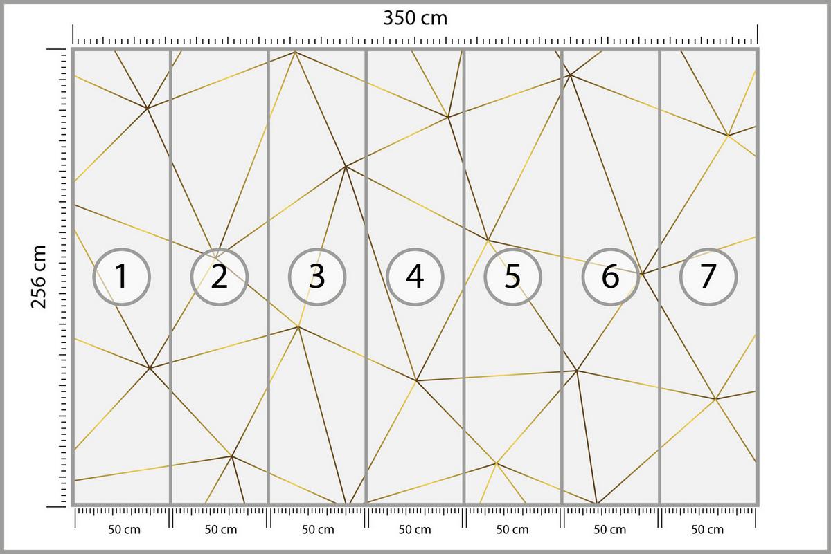 FOTOTAPETE Geometrische Abstraktion Glamour Stil 350x256 - Gelb/Beige, Papier (350/256cm) - Muralo