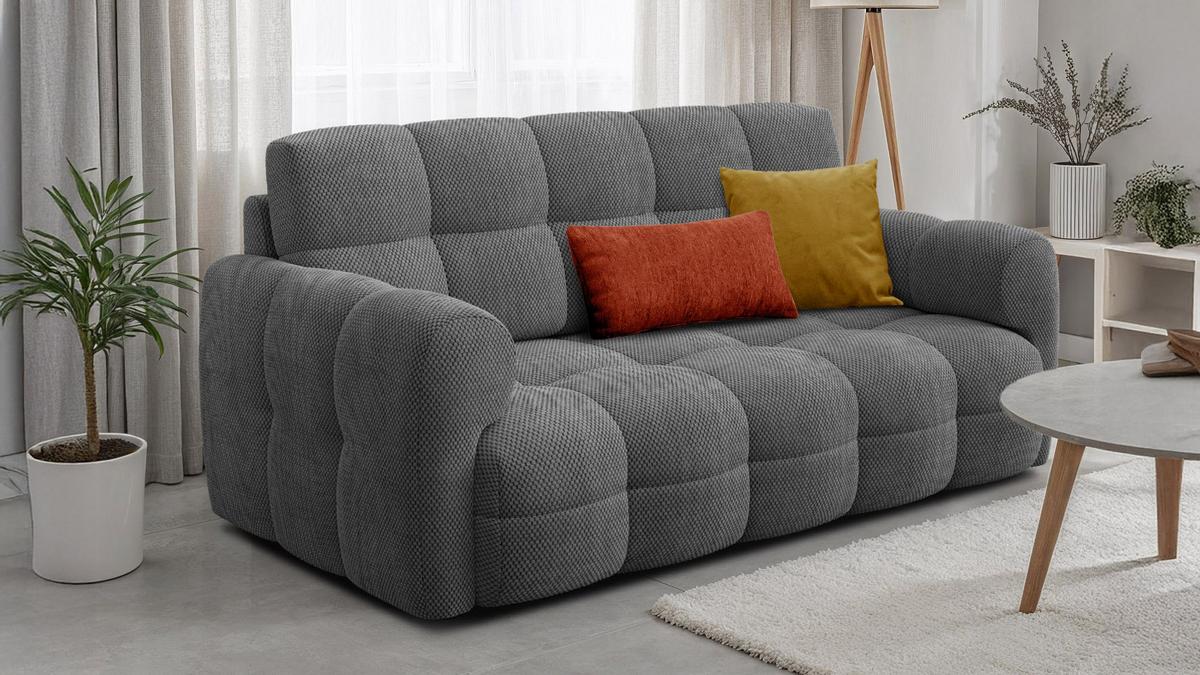 SOFA MELLOW 2,5-Sitzer, grau - Schwarz/Grau, Holz/Textil (183/87/98cm) - Wozimo
