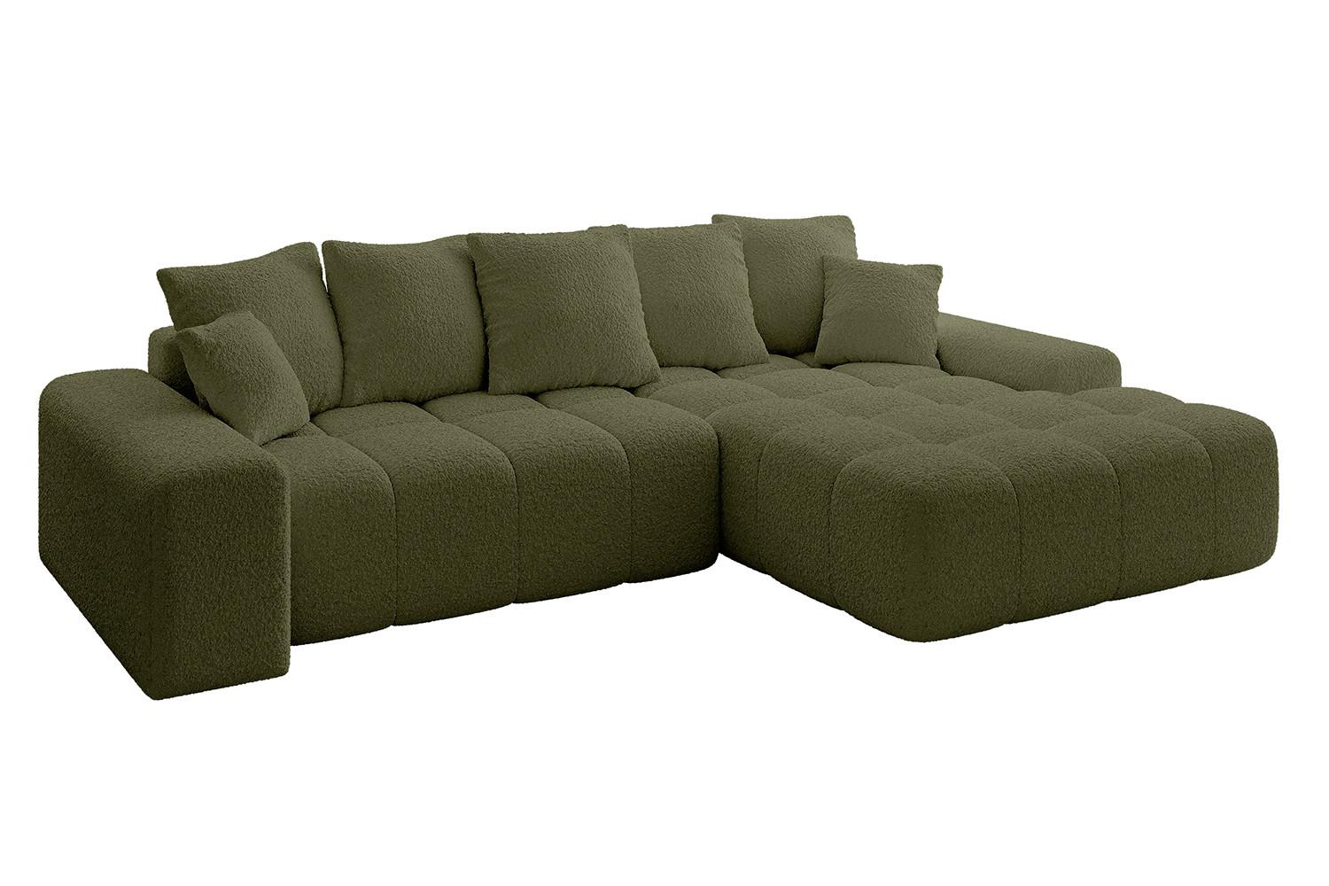 ECKSOFA Ottomane Rechts ENSI-L - 267x164x69 cm Olivgrün - Olivgrün, Holzwerkstoff/Kunststoff (164/267cm) - ALTDECOR