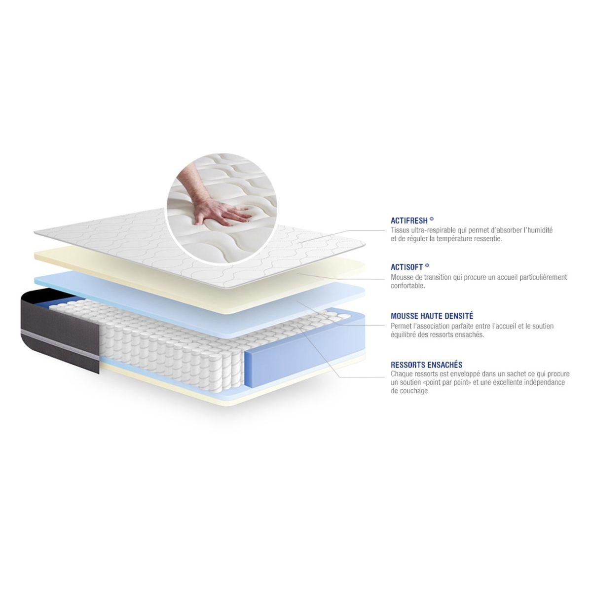 MATRATZE Actiflex touch Taschenfederkern 80 x 200 cm h1 - Weiß, Textil (80/200cm) - ACTISOM