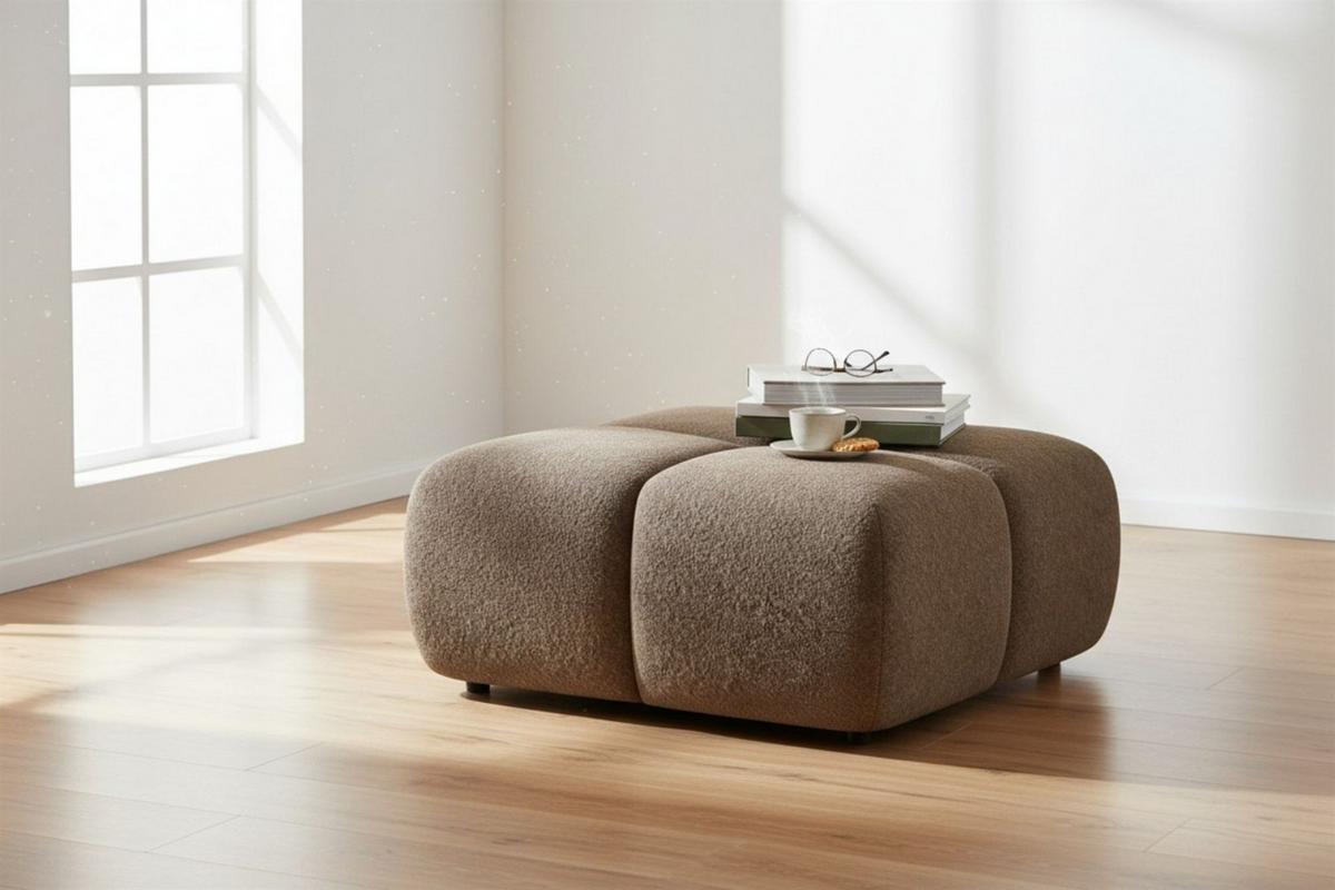 SOFASET Vega 3-2 Inkl. Hocker - Braun, Holzwerkstoff/Textil (250/77/103cm) - Fun Möbel