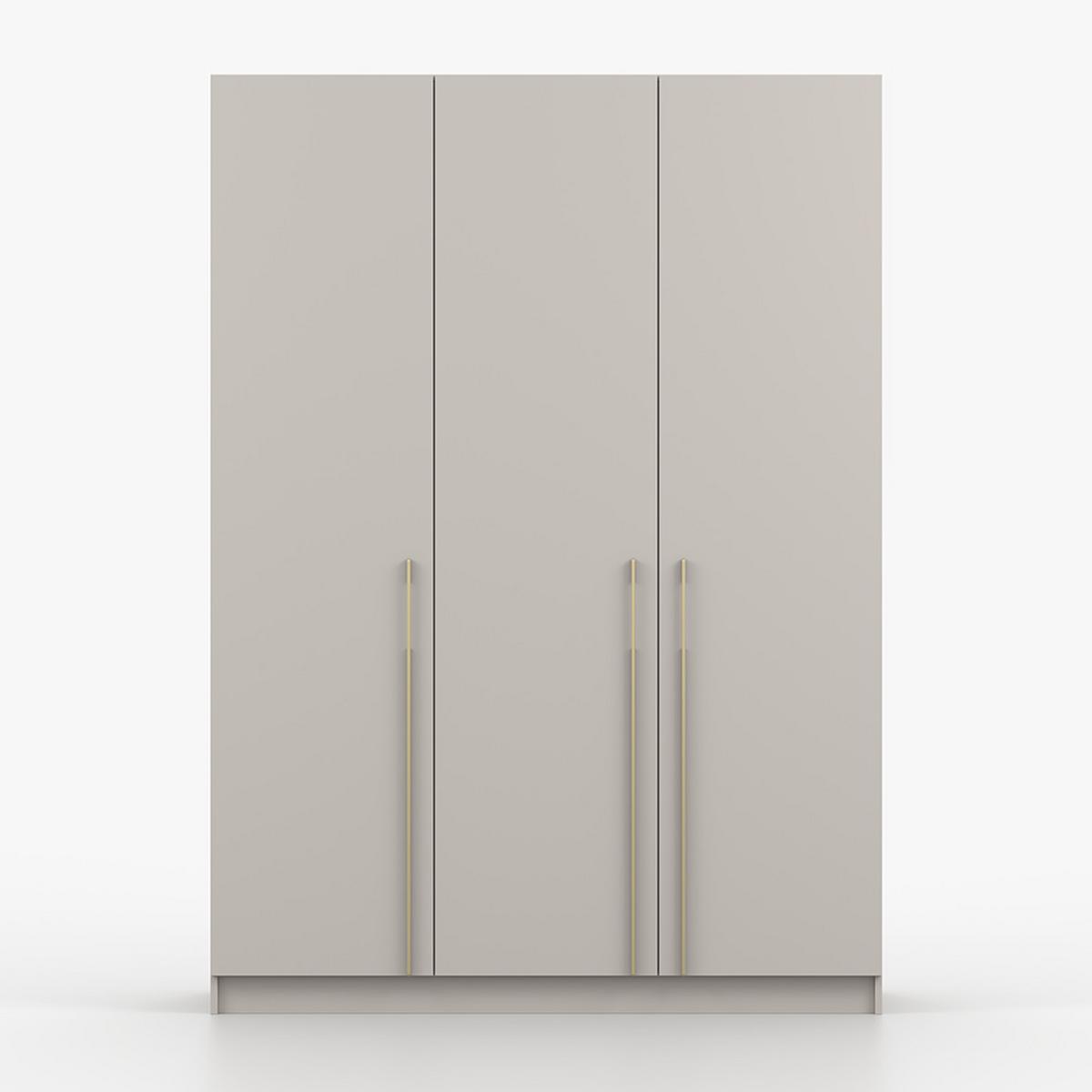 DREHTÜRENSCHRANK ROSA 3D 150/210/55, 3-türig, Kaschmir - Kaschmir/Goldfarben, Holzwerkstoff (150/210/55cm) - imoebel24