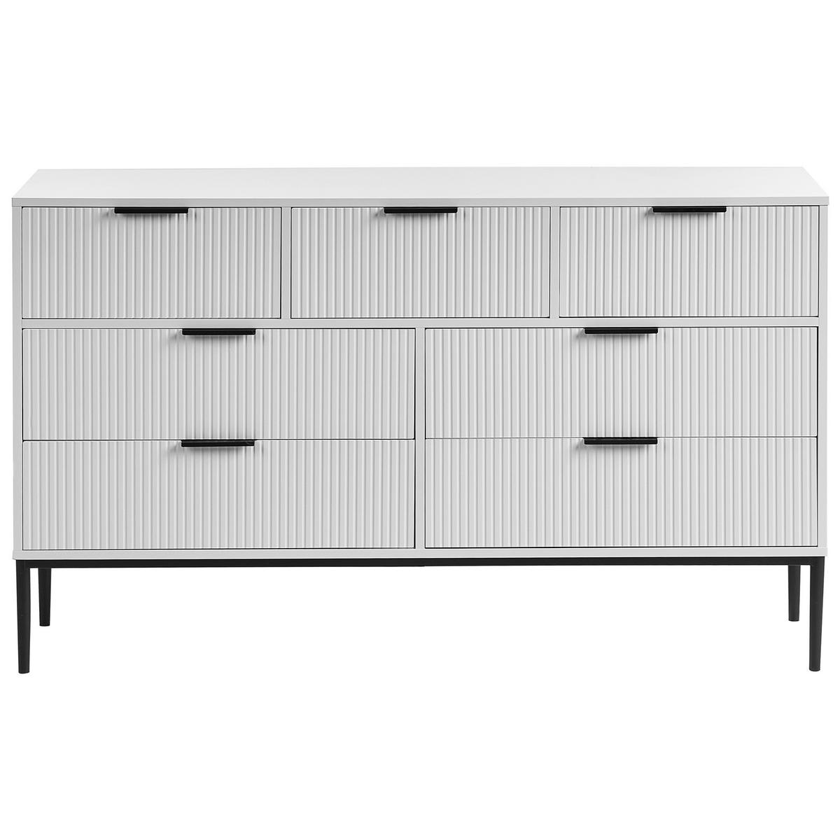 KOMMODE mit 7 Schubladen Weiß Leduc - Schwarz/Weiß, Holzwerkstoff (135/80/40cm) - Beliani