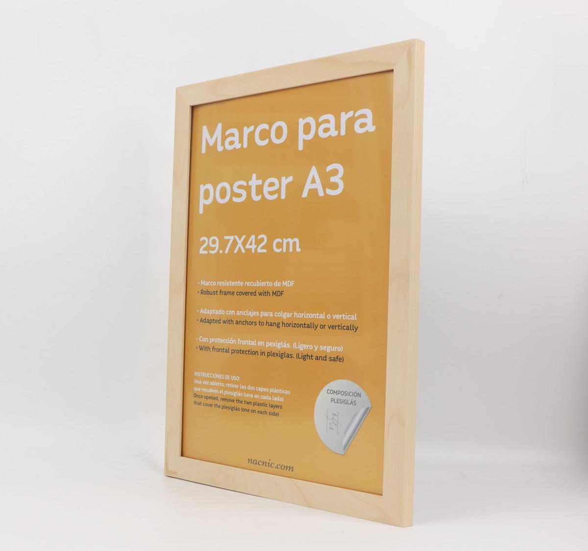 RAHMEN Set mit 12 aus MDF und Acrylglas Schutz und Aussteller für Fotografien, Bilder, Poster, Gemälde, Dekoration für Haus Farbe Weiß A3 - Beige, Holz (29.7/3cm) - Nacnic