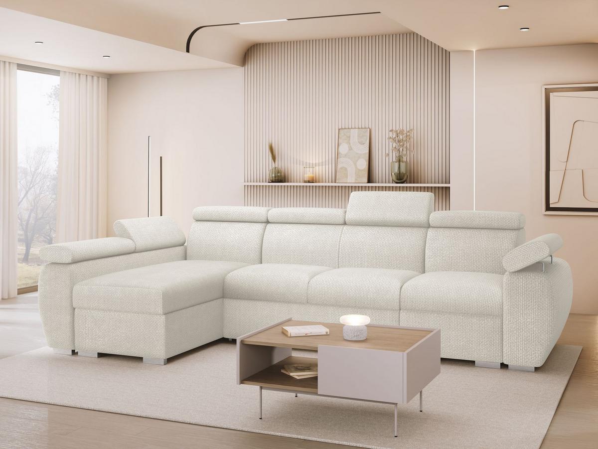 ECKSOFA Boston LCP, Seite: Links LCP+2R+1P(65) - Silberfarben/Creme, Holz/Textil (320/170cm) - MIRJAN24