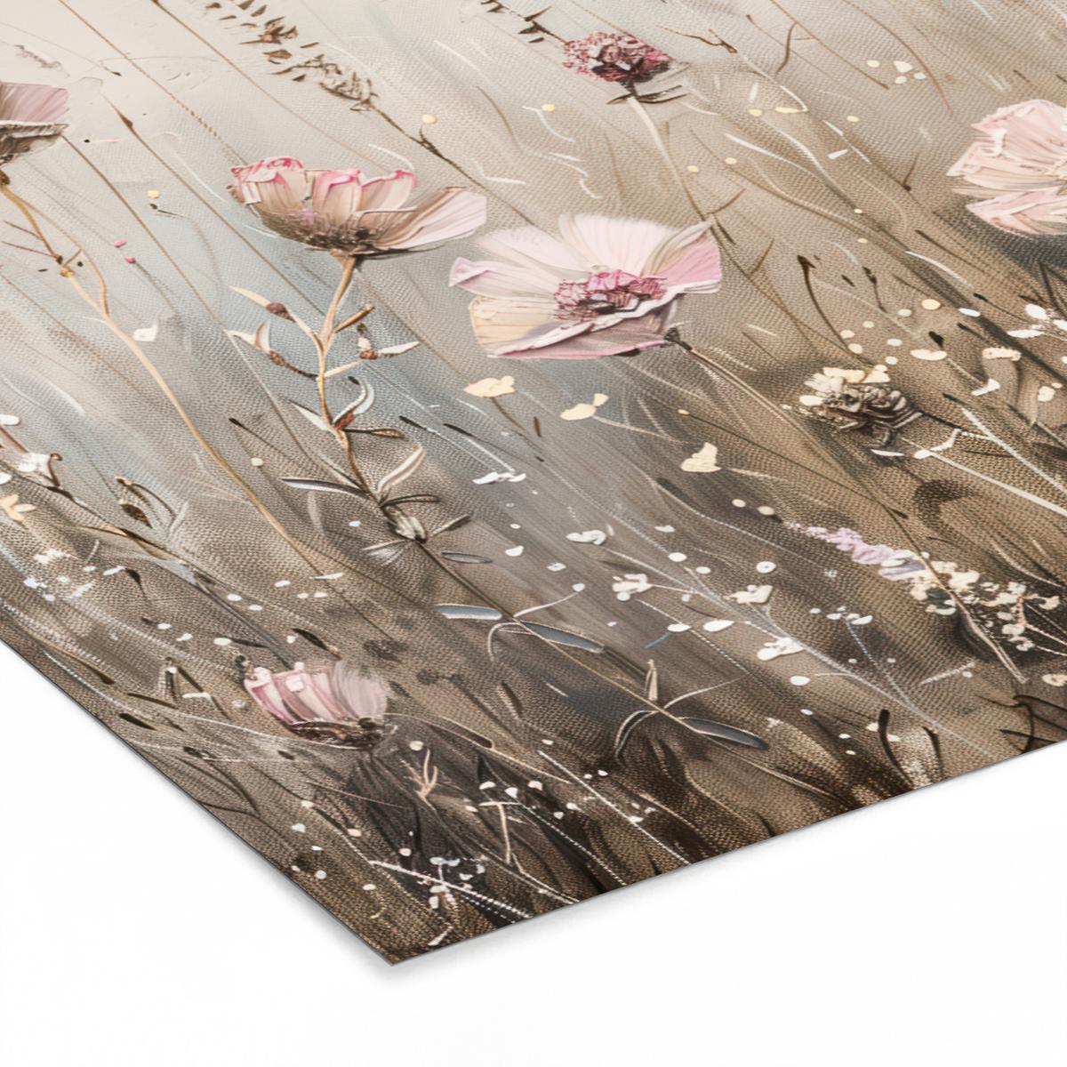 POSTER MIT RAHMEN Blumen - Rosa - Modern - Beige 30x20 cm - Beige, Papier (30/20cm) - MuchoWow