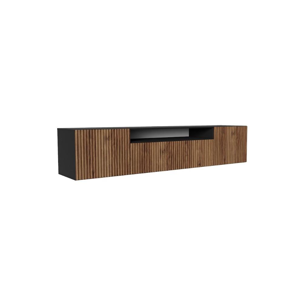 LOWBOARD VAREN 200/41/40 cm, Hängender TV-Schrank Schwarz / Eichefarben - Eichefarben/Schwarz, Holzwerkstoff (200/41/40cm) - MASSENO