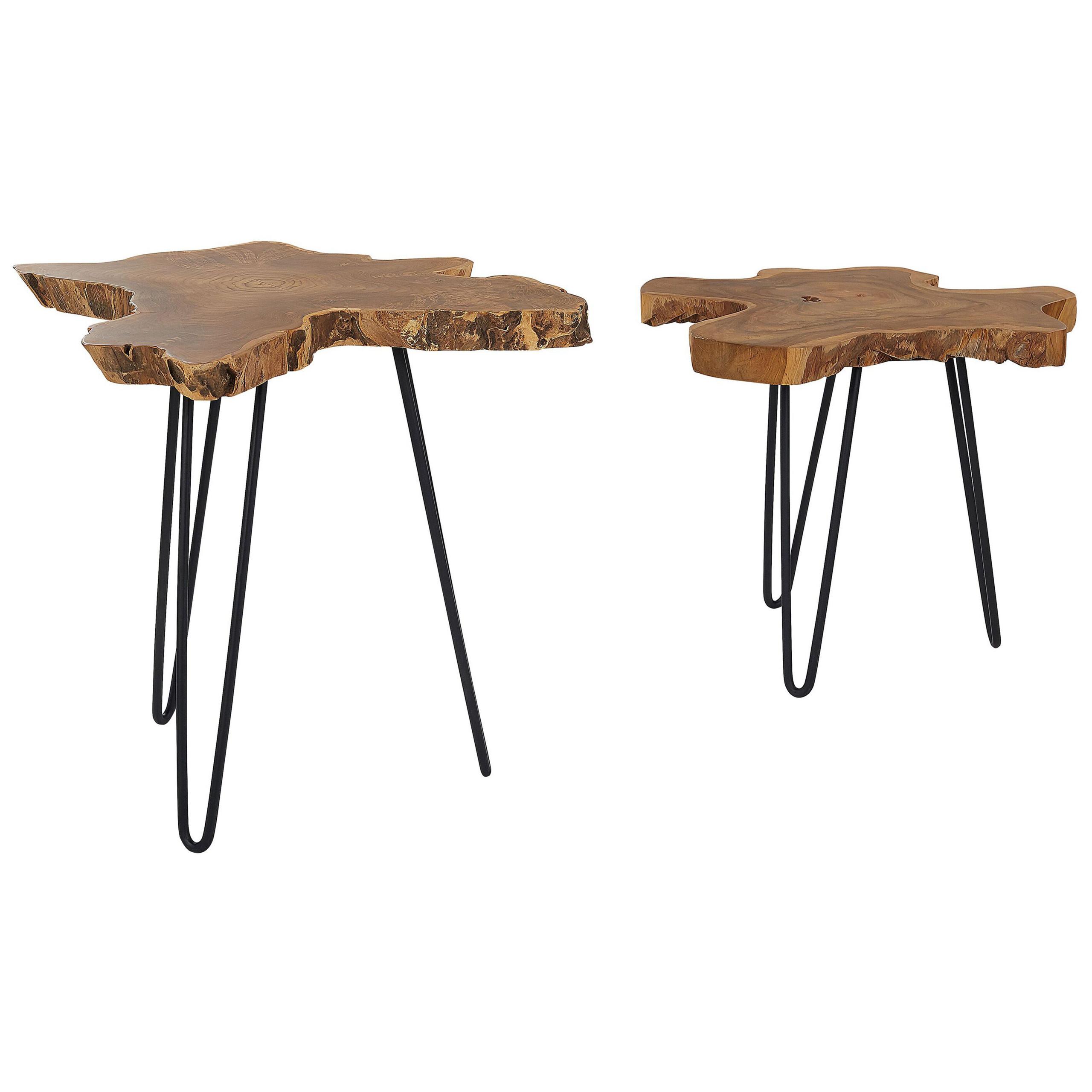 BEISTELLTISCH 2er-Set Unregelmässig Holz, Schwarz Camrose - Dunkelbraun, Holz (60/60/56cm) - Beliani