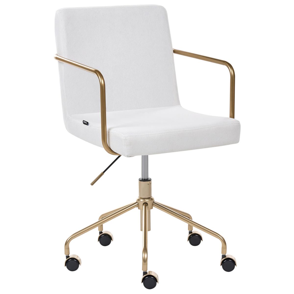 BÜROSTUHL Cord Cremeweiß Trinity - Weiß, Textil (60/87/60cm) - Beliani