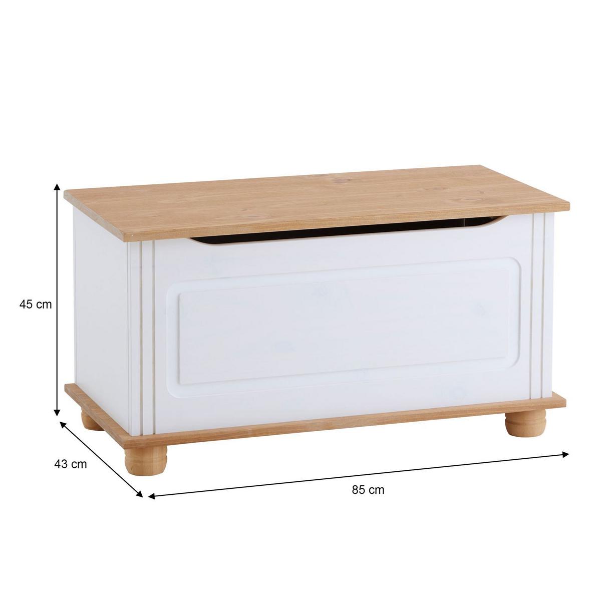 SITZTRUHE BRISTOL weiß/braun - Weiß/Braun, Holz (85/45/43cm) - IDIMEX