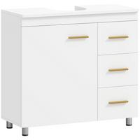 WASCHBECKENUNTERSCHRANK mit Schrankfach, 3 Schublade Weiß - Weiß, Holzwerkstoff (70/65/30cm) - HOMCOM