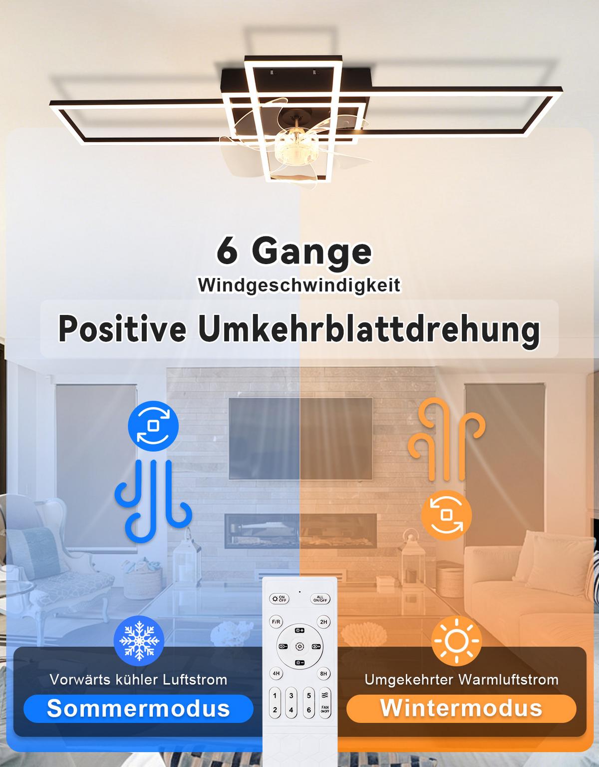 DECKENLEUCHTE mit Ventilator Neryn 94/42/15.5 cm - Schwarz, Kunststoff/Metall (94/42/15.5cm) - ZMH
