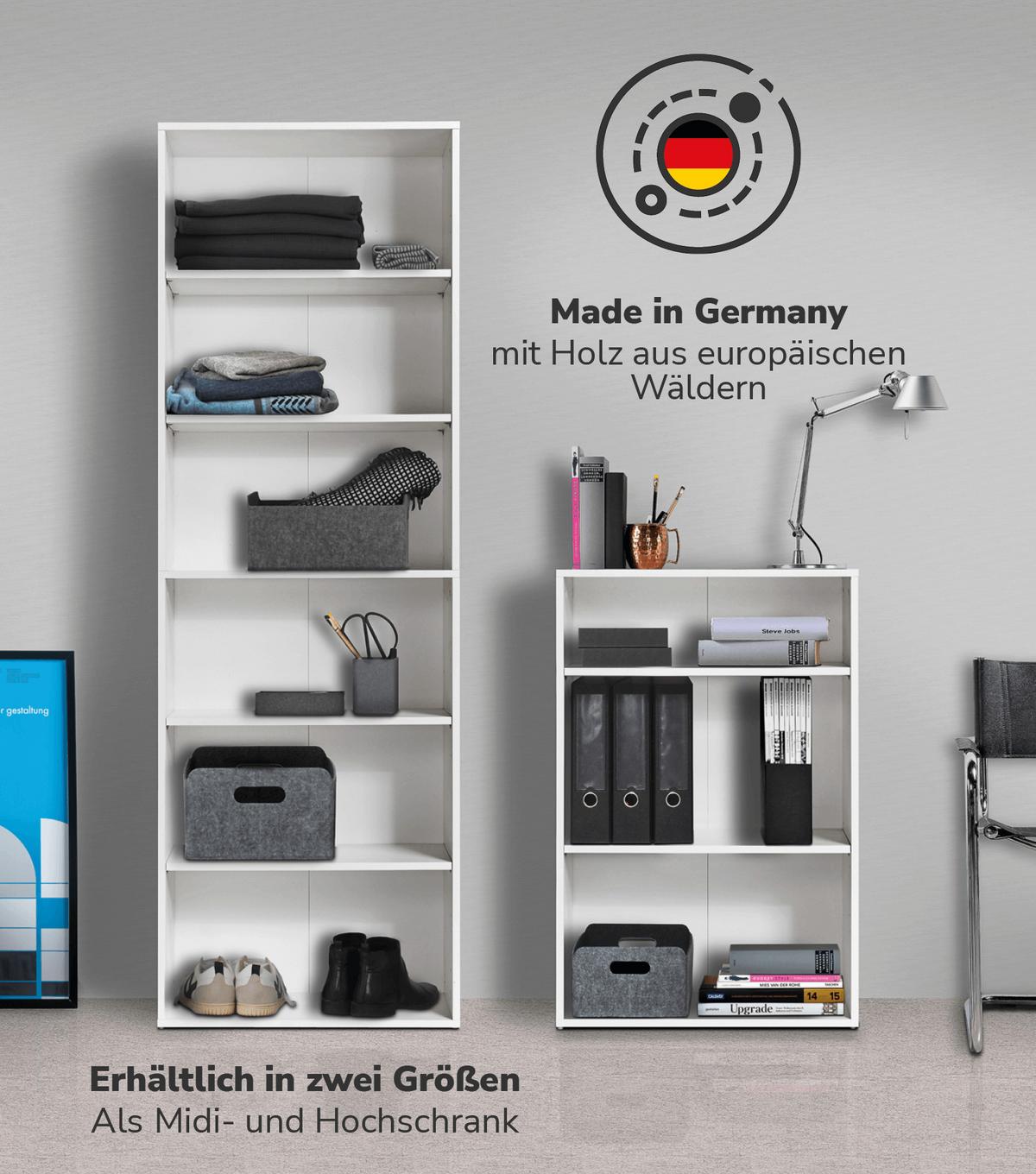 BÜCHERREGAL Der Bücherwurm - Weiß, Holzwerkstoff (60/180/34.5cm) - Mokebo