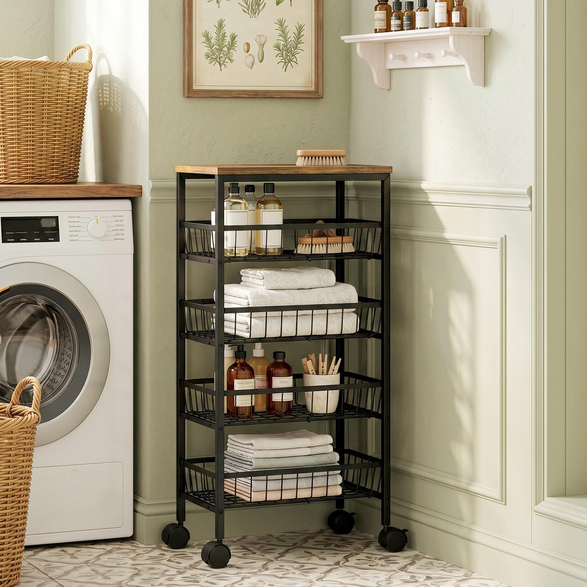 AUFBEWAHRUNGSWAGEN Spanplatte Rustikal-Braun - Braun, Holzwerkstoff (24/81.5/40cm) - HOMCOM