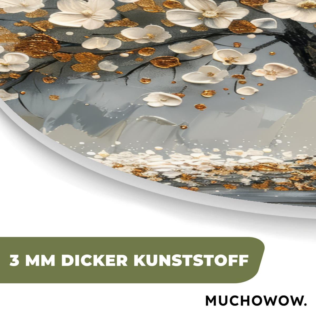 WANDBILD Baum - Gold - Blumen - Abstrakt - Kunst Wanddeko 40x40 cm - Goldfarben, Kunststoff (40/40cm) - MuchoWow