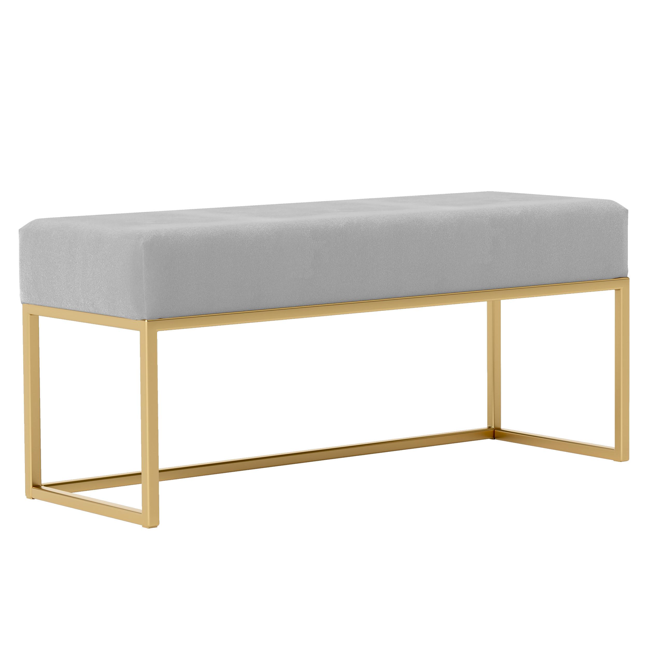 POLSTERBANK PURE 100 cm, Metallgestell, Goldfarben / Grau - Grau, Textil/Metall (100/44/30cm) - Idohome