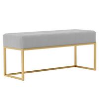 POLSTERBANK PURE 100 cm, Metallgestell, Goldfarben / Grau - Grau, Textil/Metall (100/44/30cm) - Idohome