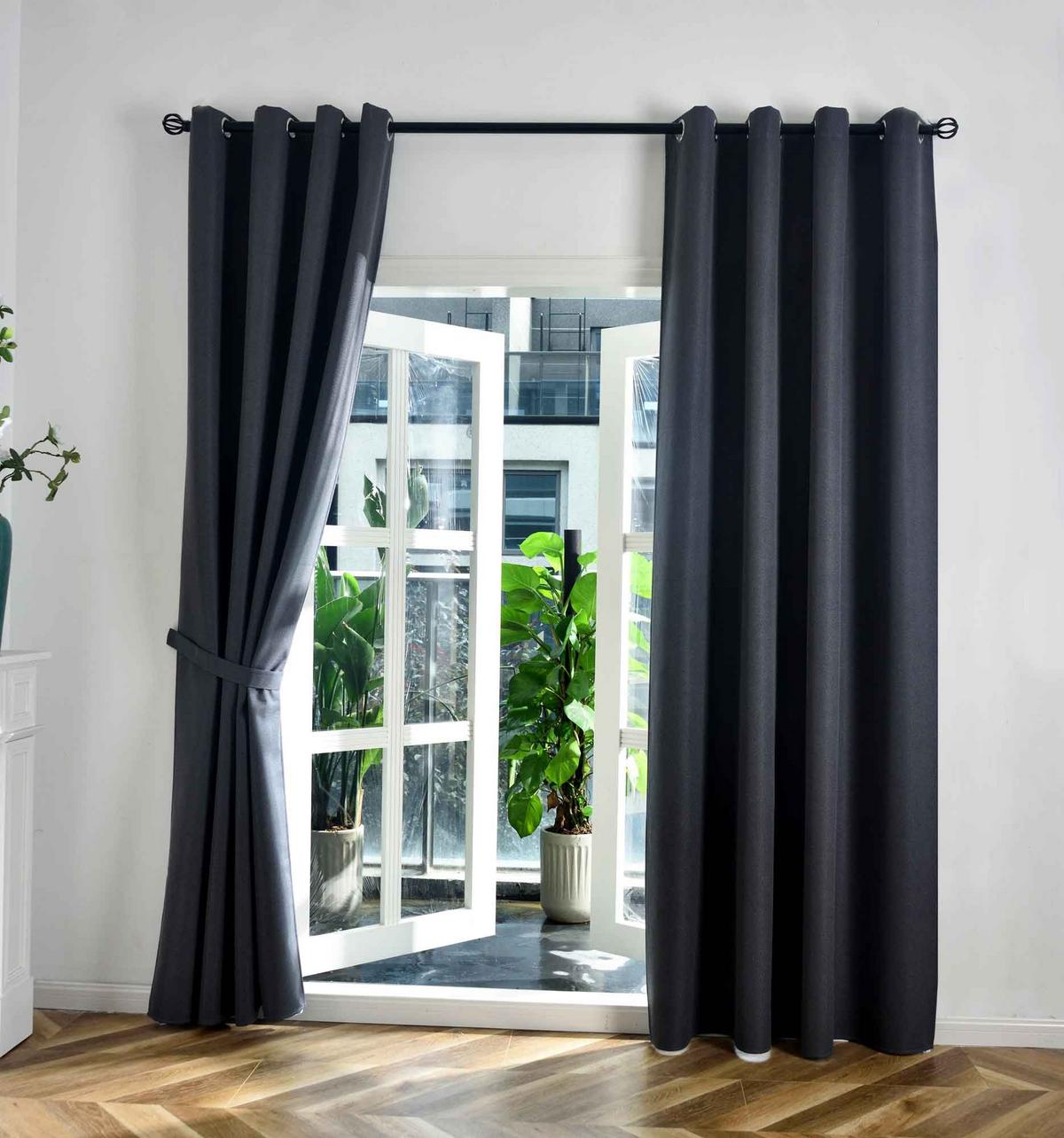 VORHANG 2ER SET »München Dark« HxB 175x145 cm Dunkelgrau - Dunkelgrau, Textil (145/175cm) - Gardinenbox