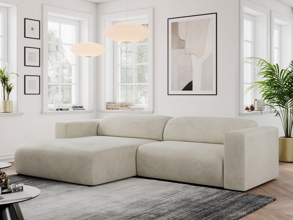 OFERTA WYCOFANA ECKSOFA PASADENA Beige Velvet Links Seite - Beige/Schwarz, Kunststoff/Textil (180/288cm) - MKS