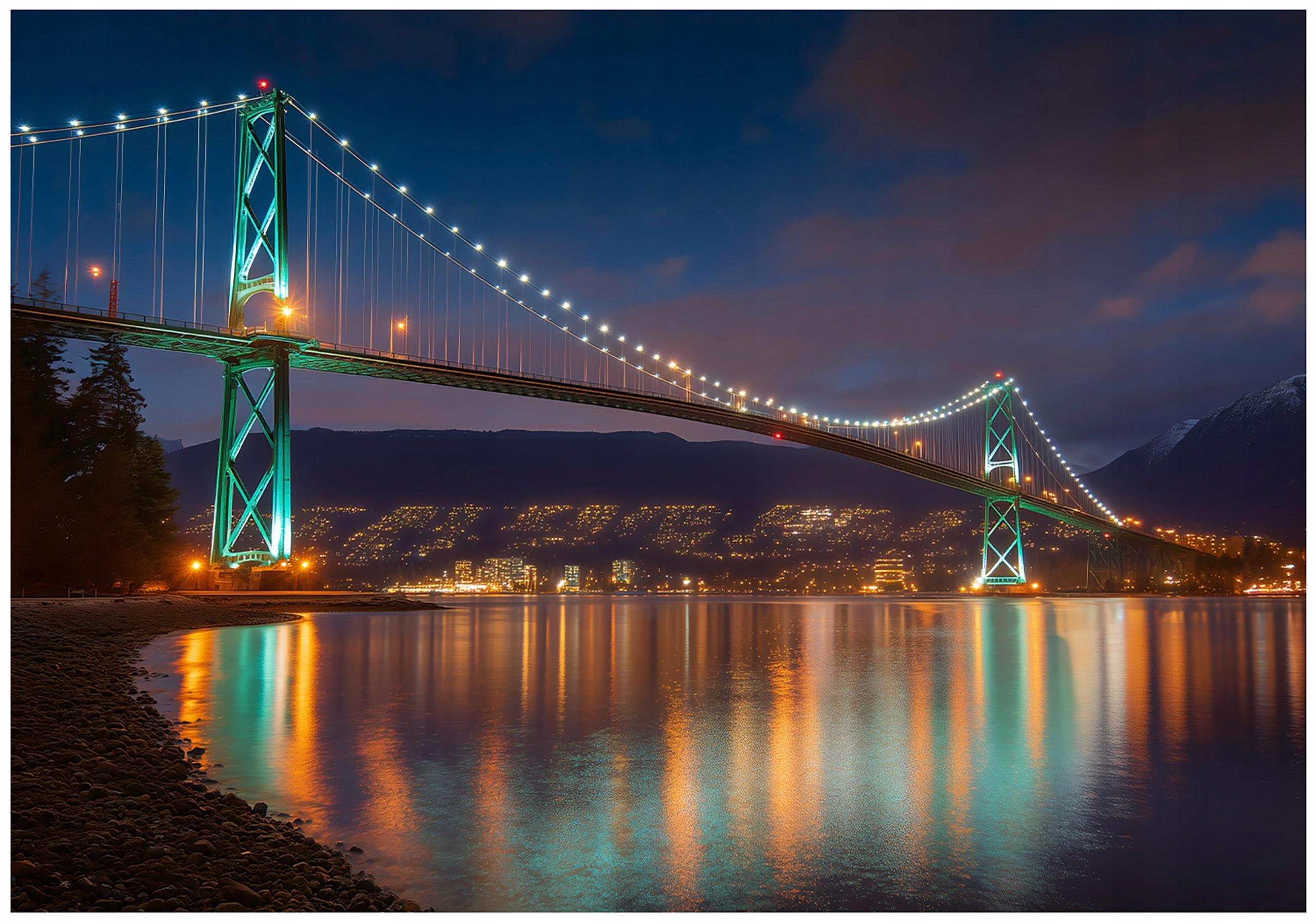 FOTOTAPETE Brücke Stadt Blau 200x140 cm - Multicolor, Papier (200/140cm) - Wallarena