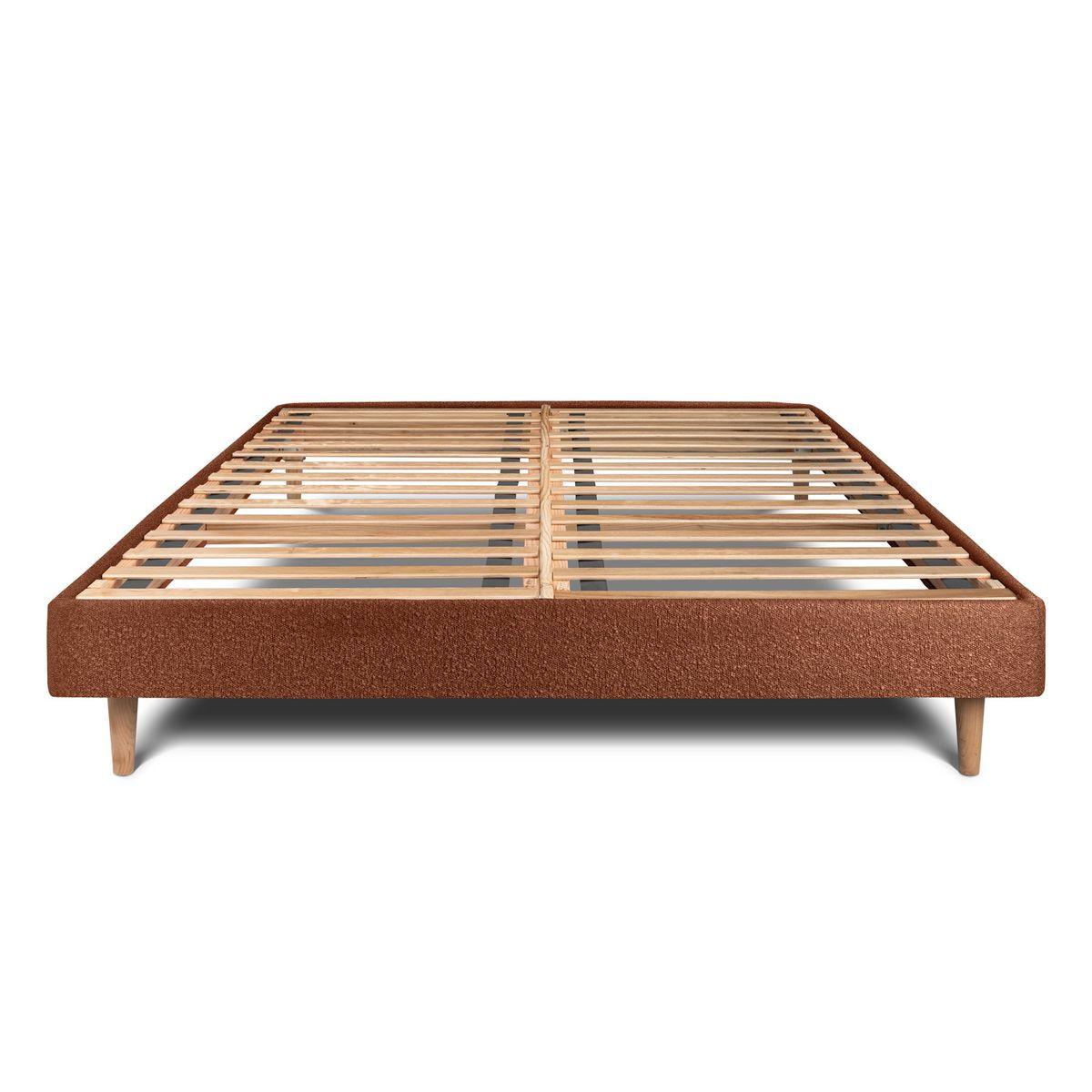 LATTENROST – Bouclé-Stoff– Bausatz zur Selbstmontage - 180x200 cm - Beige/Terracotta, Karton/Holz (180/200cm) - Sommeil de Plomb