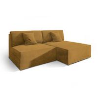 ECKSOFA FIORO M Gelb Velours-Stoff mit Schlaffunktion - Gelb/Grau, Holz/Kunststoff (204/148cm) - MASSENO