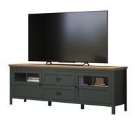 TV-LOWBOARD grün, Evoke Eiche Landhaus 184 x 64 cm, TV Unterteil inklusive LED Beleuchtung - Eichefarben/Schwarz, Holzwerkstoff/Kunststoff (184/64/45cm) - Top.Furn